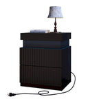 JASIWAY LED Night Stand Bedside Table with Charging Station- Set of 2