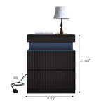 JASIWAY LED Night Stand Bedside Table with Charging Station- Set of 2