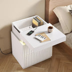 JASIWAY LED Night Stand Bedside Table with Charging Station- Set of 2