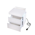 JASIWAY LED Night Stand Bedside Table with Charging Station- Set of 2