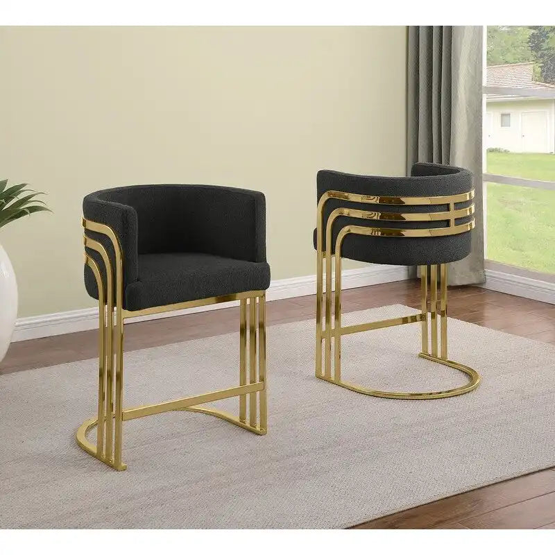 Best Quality Furniture Teddy Fabric Barstool with Gold Chrome Base (Set of 2) - N/A