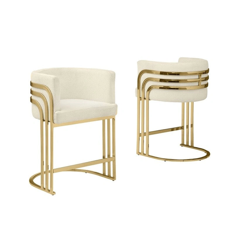 Best Quality Furniture Teddy Fabric Barstool with Gold Chrome Base (Set of 2) - N/A