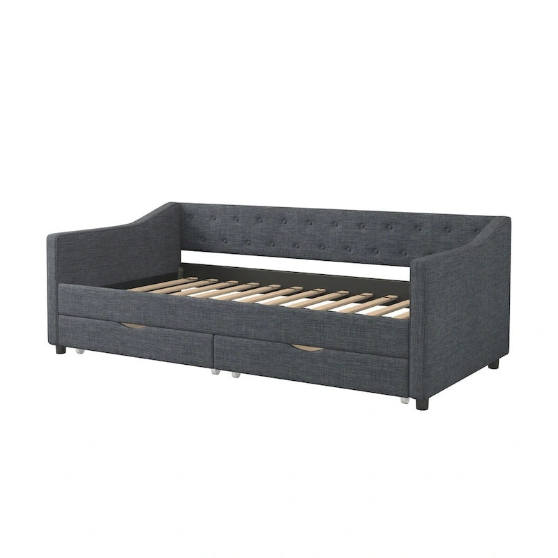Twin Size Daybed with Drawers Upholstered Tufted Sofa Bed
