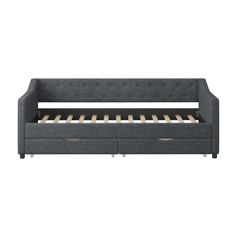 Twin Size Daybed with Drawers Upholstered Tufted Sofa Bed