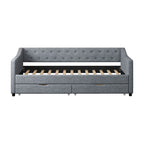 Twin Size Daybed with Drawers Upholstered Tufted Sofa Bed
