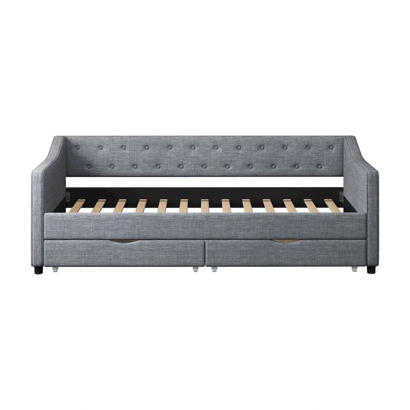 Twin Size Daybed with Drawers Upholstered Tufted Sofa Bed
